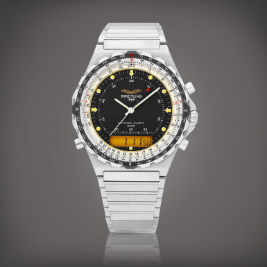 View full screen - View 1 of Lot 8849. Navitimer Jupiter Quartz 3300, Reference 80971 | A stainless steel multi function wristwatch with bracelet, Circa 1985 | 百年靈 | Navitimer Jupiter Quartz 3300 型號80971 | 精鋼多功能鏈帶腕錶,約1985年製.