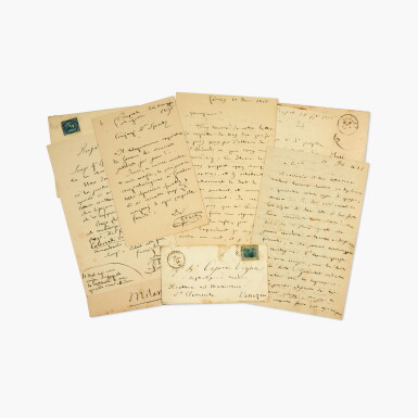 View full screen - View 1 of Lot 99. Giuseppe Verdi | Five autograph letters signed, including to Cesare Vigna, Hans von Bronsart and Giuseppe Spatz, 1875-1897.