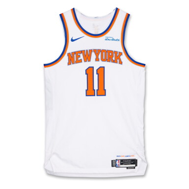 View full screen - View 1 of Lot 3. Jalen Brunson New York Knicks 2024-2025 Emirates NBA Cup Game Worn Association Edition Jersey .