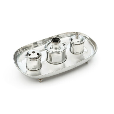 View full screen - View 1 of Lot 574. An Early Queen Anne Silver Inkstand, David Willaume, 1703.