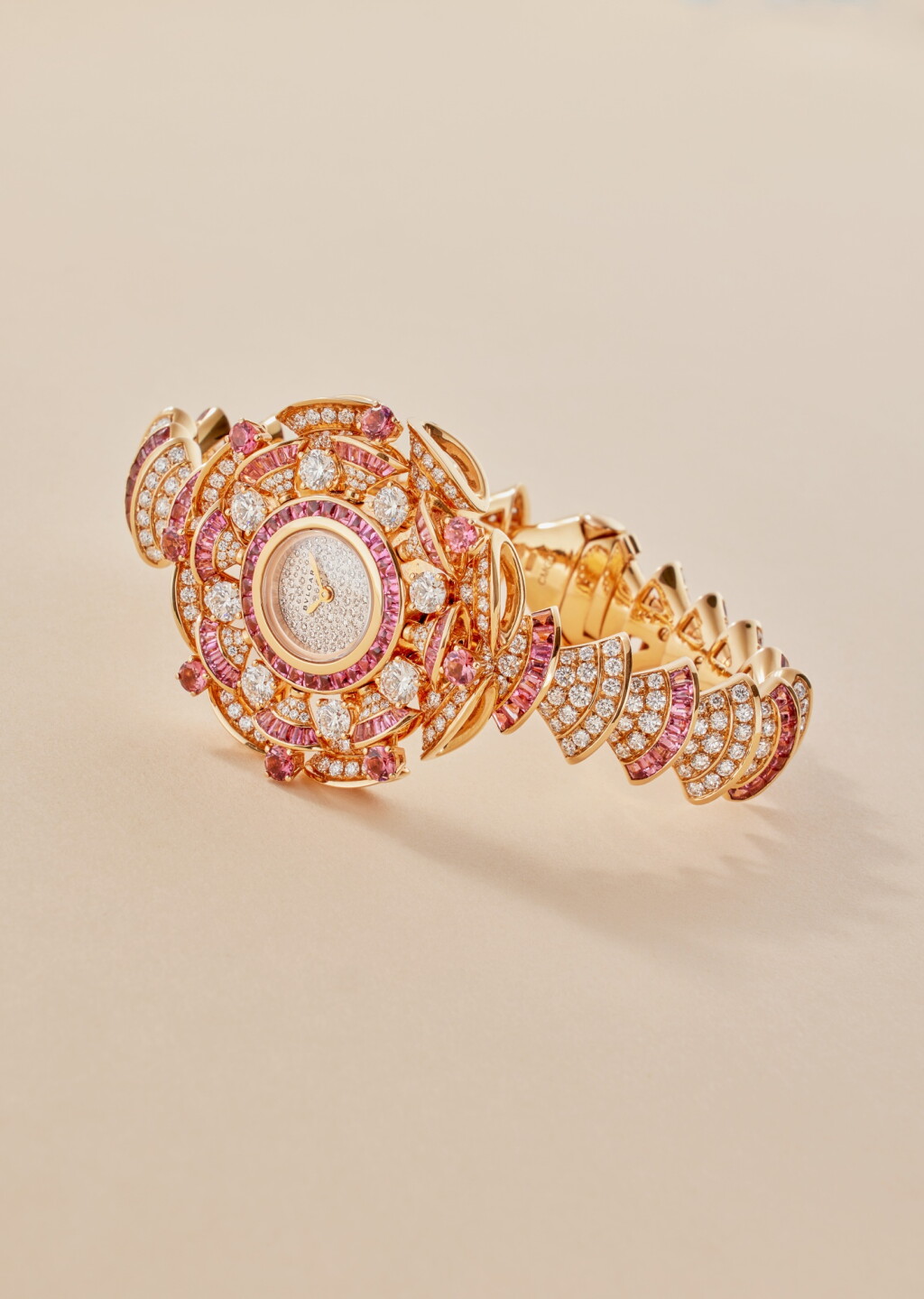 View full screen - View 1 of Lot 324. Reference 102562 Diva’s Dream | A pink gold diamond and pink tourmaline-set bracelet watch, Circa 2016.