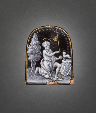 View full screen - View 1 of Lot 30. Pierre Reymond (1513 - after 1584) | French, Limoges, 16th century | Plaque with Saint John the Baptist.