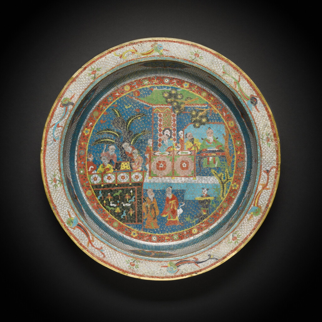 View full screen - View 1 of Lot 64. A cloisonné enamel ‘figural’ basin, Late Ming dynasty.