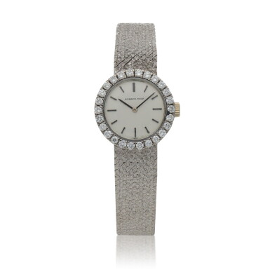 View full screen - View 1 of Lot 63. White gold and diamond-set bracelet watch Circa 1970.