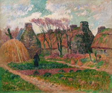 View full screen - View 1 of Lot 123. Chaumières en Bretagne, couleurs d'automne.