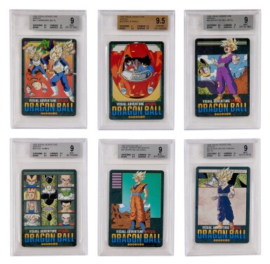 View full screen - View 1 of Lot 135. Dragon Ball, Visual Adventure Special, Metal Surface Special, #37-42 (complete set of six) | 龍珠,風雲特別版鐳射膠閃卡,#37-42(完整一組六張).