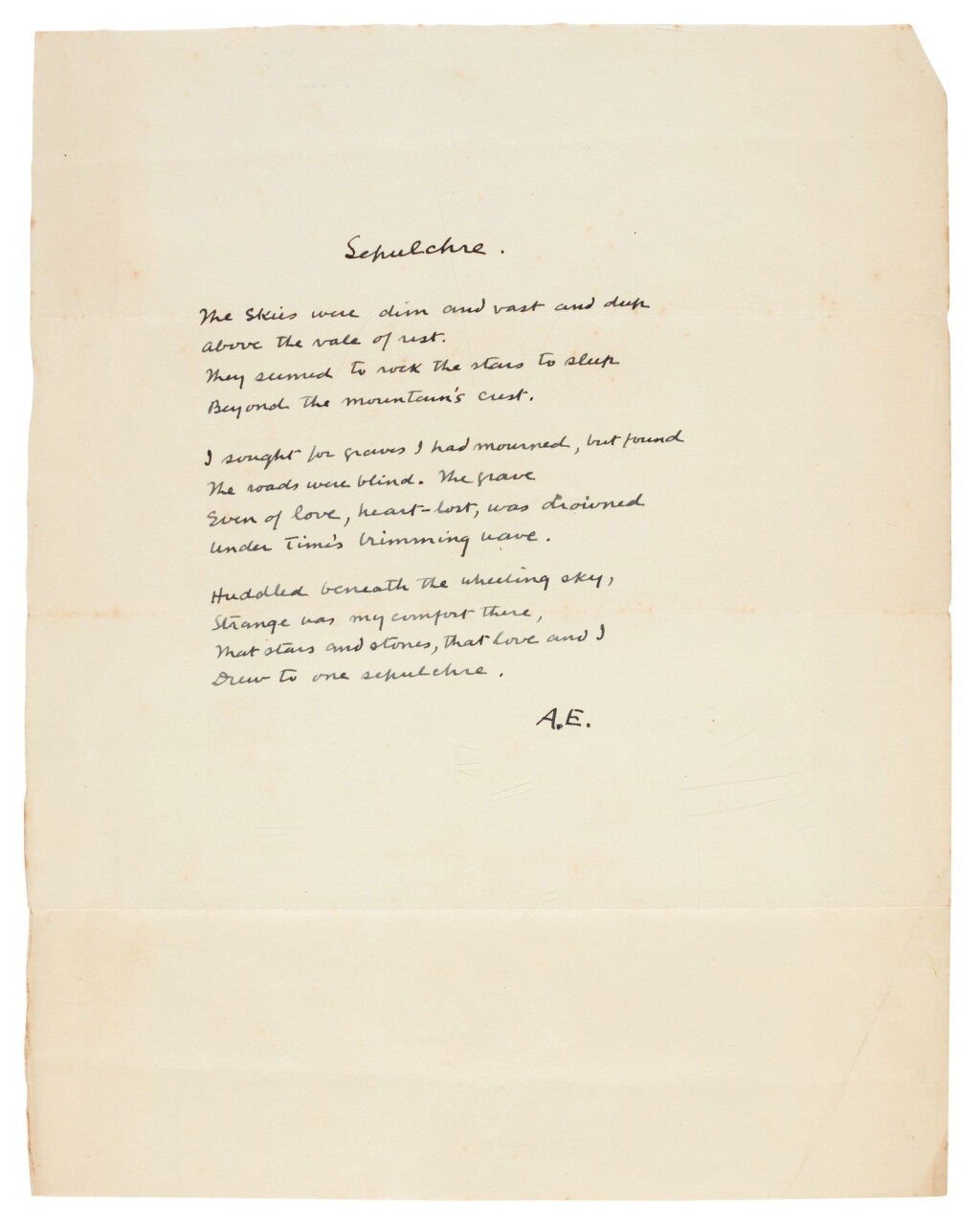 View full screen - View 1 of Lot 206. A.E. | Collection of manuscripts and printed pamphlets.