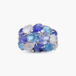 Tanzanite, Moonstone, Aquamarine, Onyx and Diamond 'Tutti Frutti' Ring