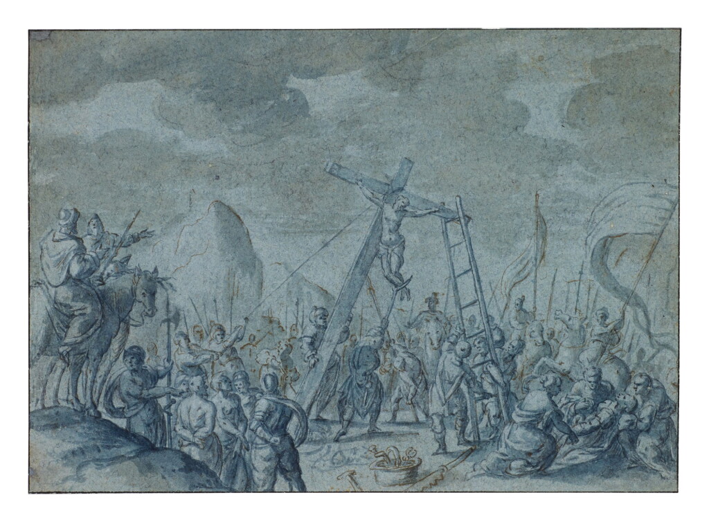 View full screen - View 1 of Lot 538. FLEMISH SCHOOL, EARLY 17TH CENTURY | THE RAISING OF THE CROSS.