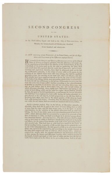 View full screen - View 1 of Lot 1054. Jefferson, Thomas | A signed congressional act .