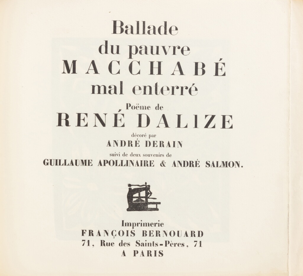 View full screen - View 1 of Lot 124. Ballade du pauvre macchabé mal enterré. Paris, Bernouard, 1919. Reliure de Philippe Fié. .