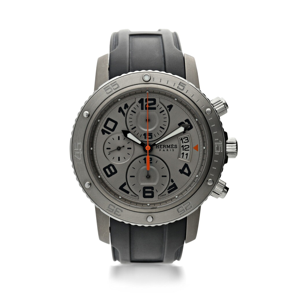 View full screen - View 1 of Lot 58. HERMÈS | REFERENCE CP2.941 CLIPPER A TITANIUM AUTOMATIC CHRONOGRAPH WRISTWATCH, CIRCA 2010.