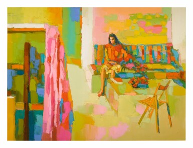 View full screen - View 1 of Lot 73. NICOLA SIMBARI | STUDIO IN GOLD AND PINK.