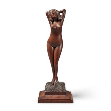 View full screen - View 1 of Lot 1707. Carved Wood 'Venus Rising From the Ocean', Early 20th Century.