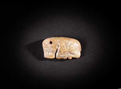 View full screen - View 1 of Lot 78. A jade 'water buffalo' pendant Late Shang dynasty - Western Zhou dynasty | 商晚期至西周 玉水牛形佩.