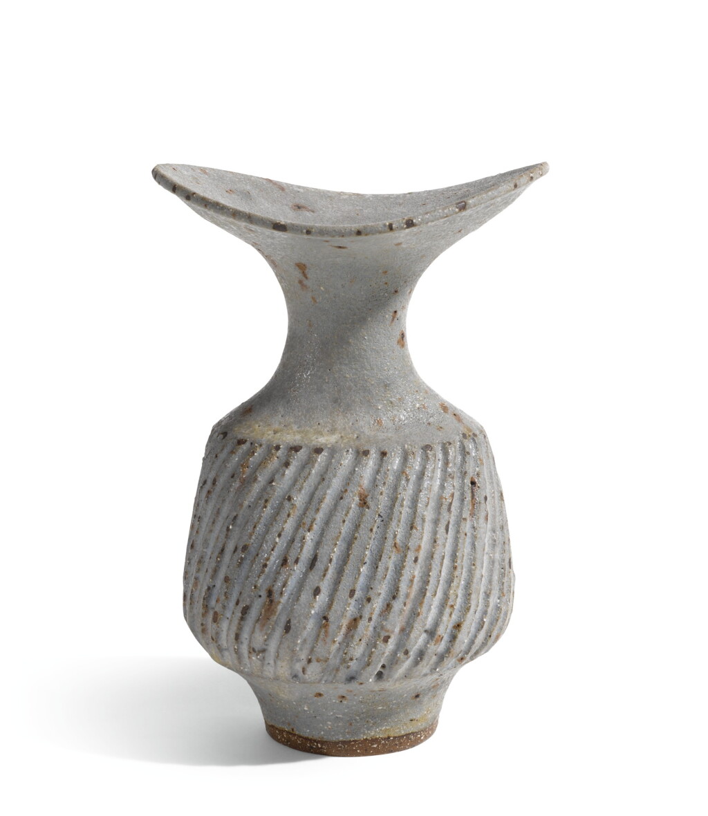 View full screen - View 1 of Lot 42. DAME LUCIE RIE | VASE WITH FLUTED BODY.