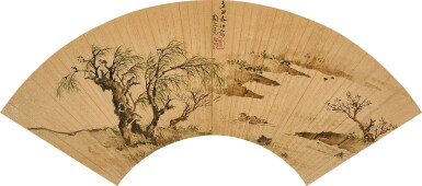 View full screen - View 1 of Lot 3012. Zhou Zhimian, Mandarin Ducks under Willows | 周之冕 柳下鴛鴦.