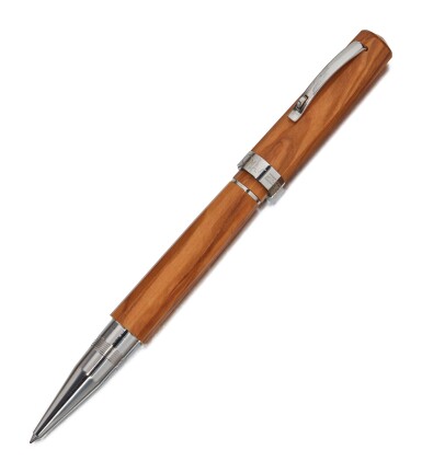 View full screen - View 1 of Lot 39. OMAS | A STERLING PLATED AND WOOD ROLLERBALL PEN, CIRCA 2000.