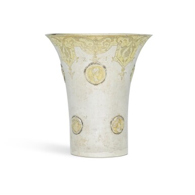 View full screen - View 1 of Lot 43. A parcel-gilt silver beaker, unmarked, probably Hungarian, circa 1621.