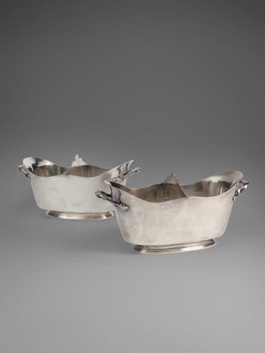 View full screen - View 1 of Lot 742. A Pair of Continental Silver-Plated Glass Coolers, 18th Century.