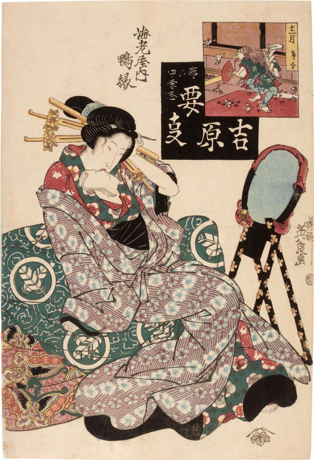 View full screen - View 1 of Lot 48. Keisai Eisen (1790-1848) | In the Twelfth Month, Setsubun: Ainare of the Ebiya (Junigatsu, setsubun: Ebiya uchi Ainare | Edo period, 19th century.