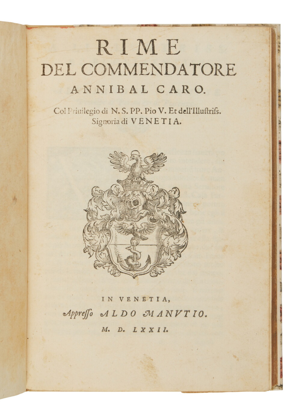 View full screen - View 1 of Lot 247. Caro, Rime, Venice, Aldus, 1572, modern half vellum.