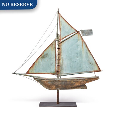 View full screen - View 1 of Lot 308. American Sheet Copper and Zinc Gaff Rigged Sloop Weathervane, 20th century.
