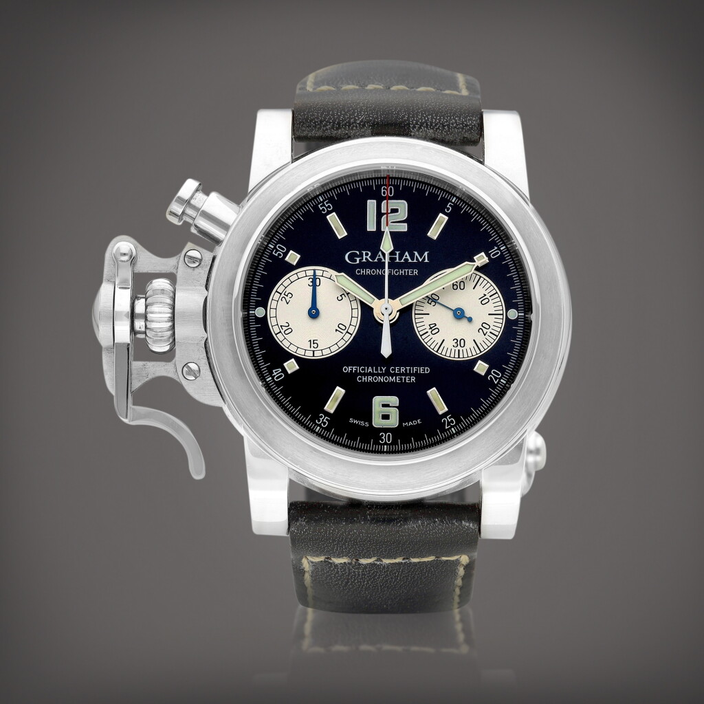 View full screen - View 1 of Lot 8847. Chronofighter, Reference 2CFAS | A stainless steel left-handed chronograph wristwatch, Circa 2010 | Chronofighter 型號2CFAS | 精鋼左手計時腕錶,約2010年製.
