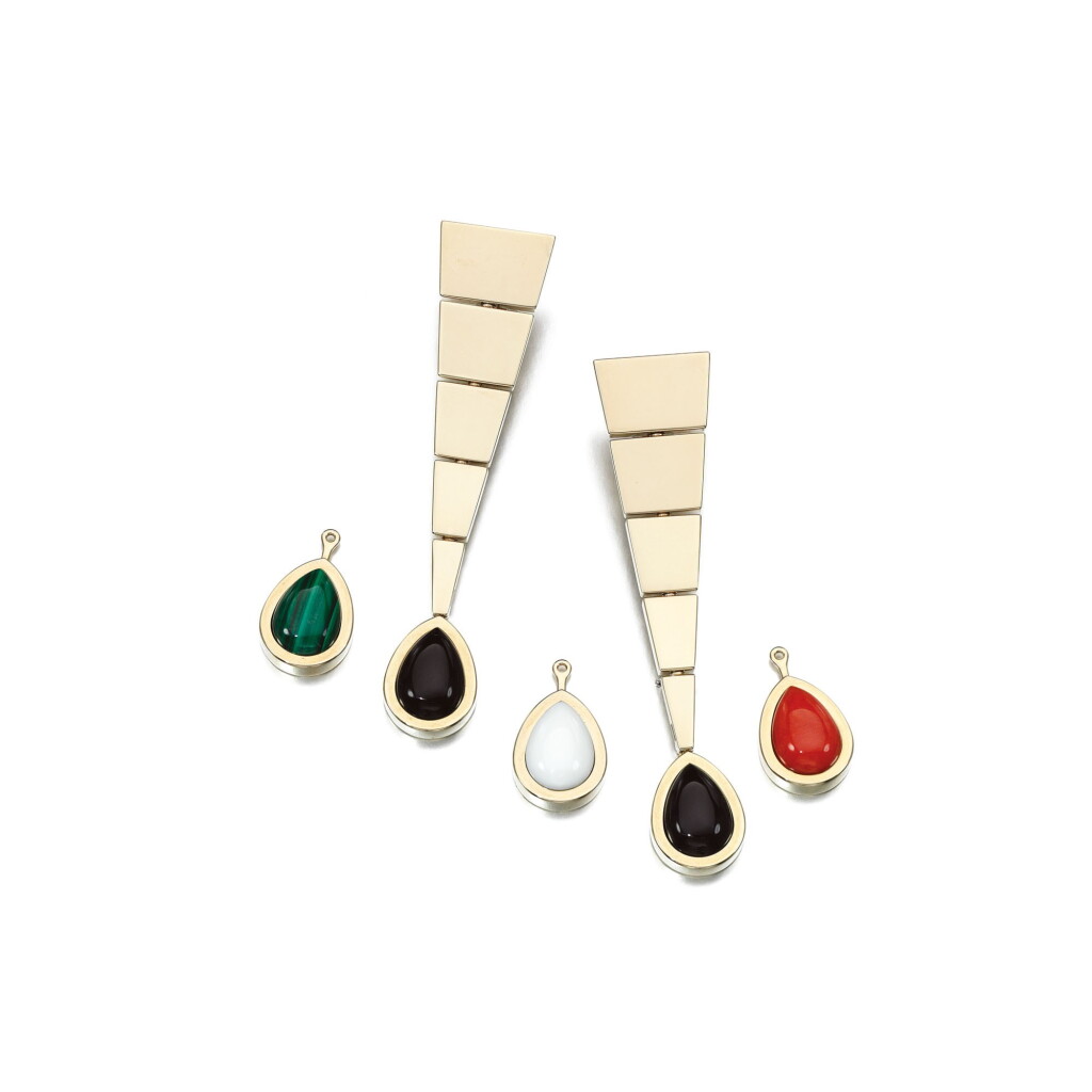 View full screen - View 1 of Lot 152. PAIR OF CORAL AND GEM SET EAR CLIPS, GIORGIO BULGARI.