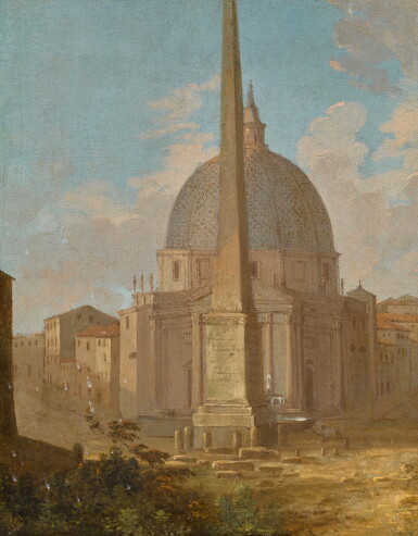 View full screen - View 1 of Lot 162. A capriccio view of Santa Maria di Montesanto and the Flaminio obelisk, Piazza del Popolo, Rome.