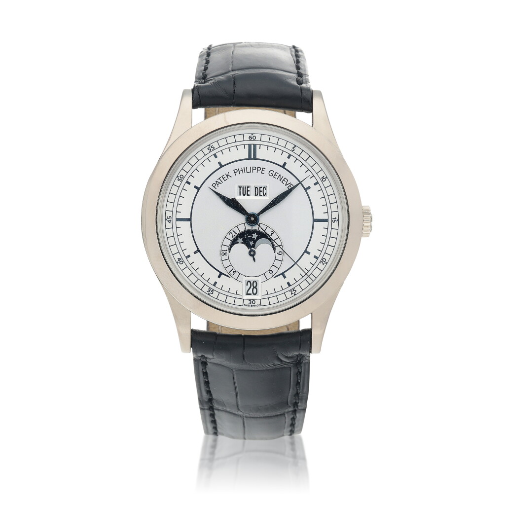 View full screen - View 1 of Lot 2. Ref. 5396G White gold annual calendar wristwatch with moon phases and 24-hour indication Circa 2008 | 百達翡麗 | 5396G型號白金年曆腕錶備月相及24小時顯示,年份約2008.