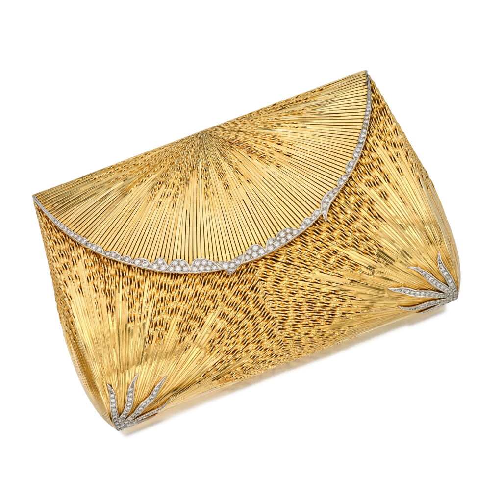 View full screen - View 1 of Lot 19. Gold and Diamond Evening Bag, France.