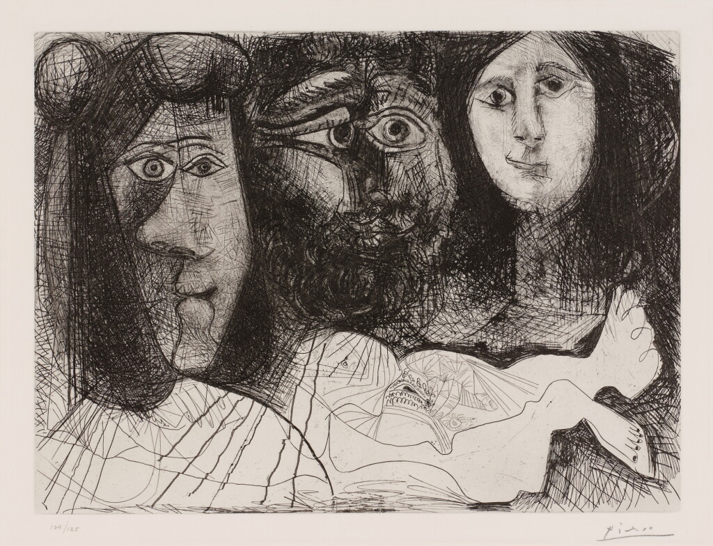 View full screen - View 1 of Lot 2304. Autoportrait, avec Deux Femmes, from La chute d'Icare (Bloch 2016; Baer 2022.; see Cramer books 155).