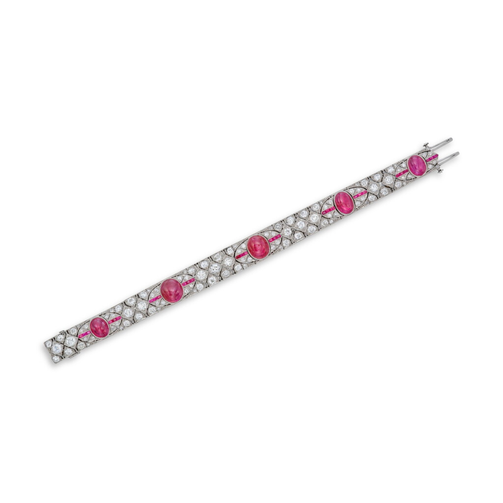 View full screen - View 1 of Lot 444. Ruby and Diamond Bracelet.