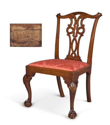 View full screen - View 1 of Lot 114. The Very Rare Gillingham Family Chippendale Side Chair, labeled Benjamin Randolph (1737-1791), Philadelphia, Pennsylvania, circa 1770.