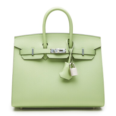 View full screen - View 1 of Lot 100. Vert Criquet Epsom Leather Sellier Birkin 25 Palladium Hardware, 2020.