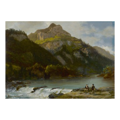 View full screen - View 1 of Lot 107. ALBERT BIERSTADT | MOUNTAIN LANDSCAPE.