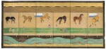ANONYMOUS, HORSES IN A STABLE | EDO PERIOD, 19TH CENTURY