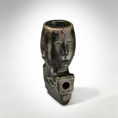 View full screen - View 1 of Lot 770. Effigy Head Pipe Bowl, Western Great Lakes.