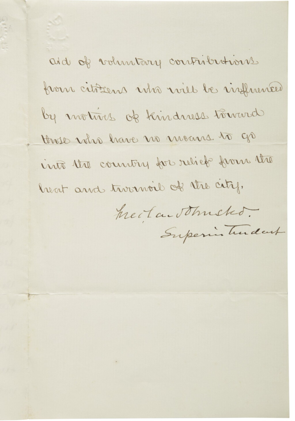 View full screen - View 1 of Lot 2202. Olmsted, Frederick Law. Manuscript letter signed as superintendent of Central Park, ca. 1859..