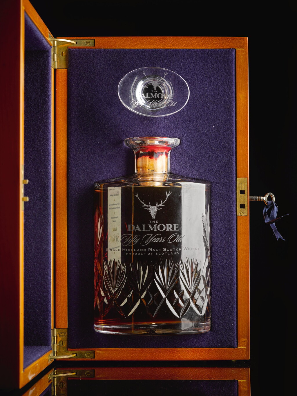 View full screen - View 1 of Lot 245. THE DALMORE 50 YEAR OLD CRYSTAL DECANTER 52.0 ABV NV .