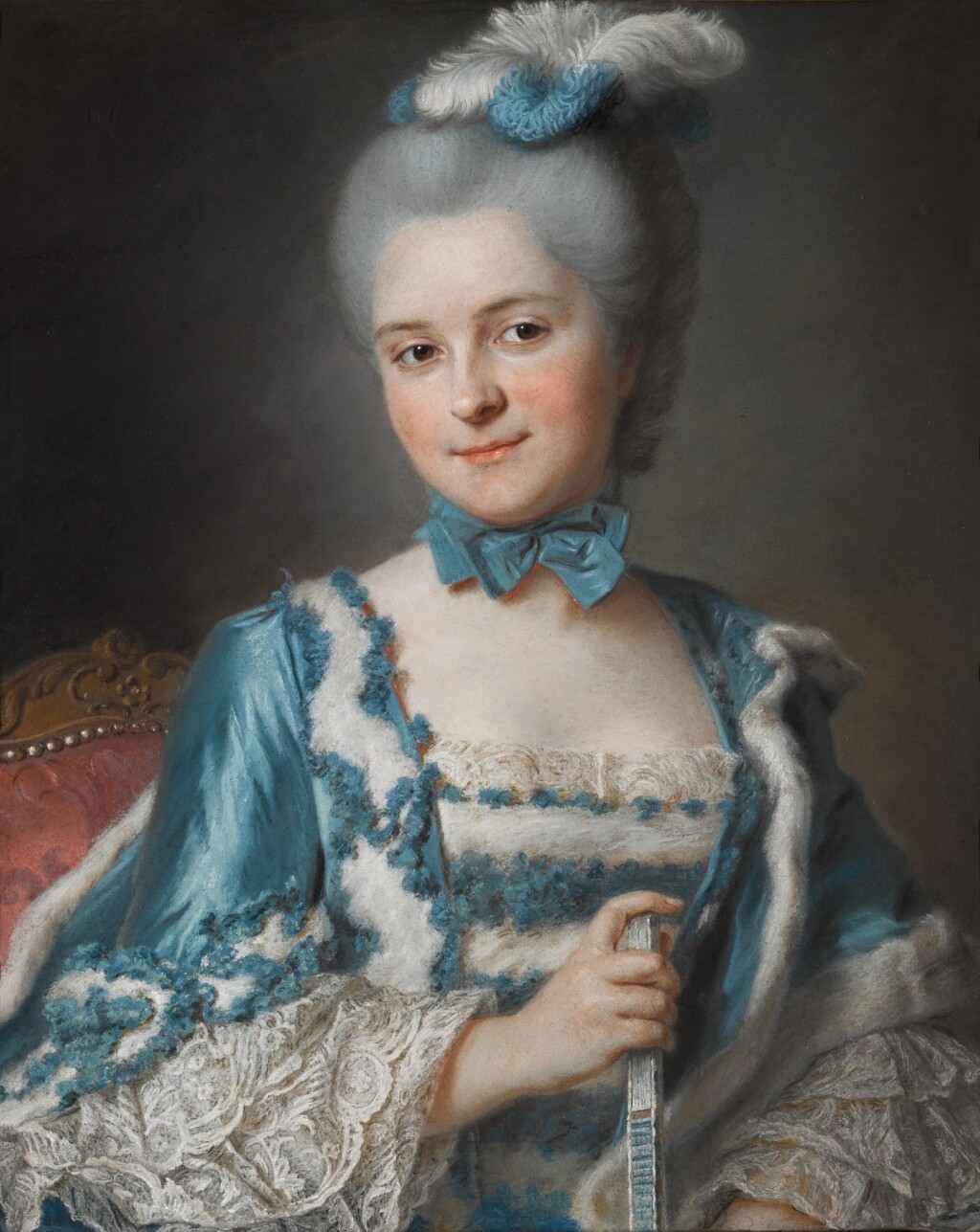 Maurice-Quentin de la Tour | Portrait of a lady, bust-length, wearing Maurice-Quentin de la Tour | Portrait of a lady, bust-length, wearing