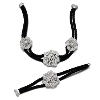 View full screen - View 1 of Lot 14. DIAMOND DEMI-PARURE .