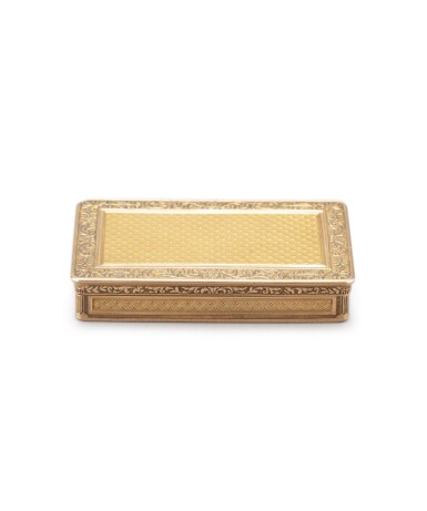 View full screen - View 1 of Lot 6. A rectangular 18K gold box, Pierre-André Montauban, Paris, 1809-1819 | Boîte rectangulaire en or 18 cts, par Pierre-André Montauban, Paris, 1809-1819.