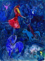 Gouache préparatoire pour la lithographie originale M. 493 (Cirque, Paris, Teriade Editeur 1967)