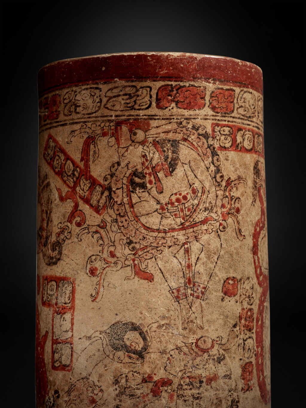 View full screen - View 1 of Lot 61. Tall Maya Polychrome Vessel.