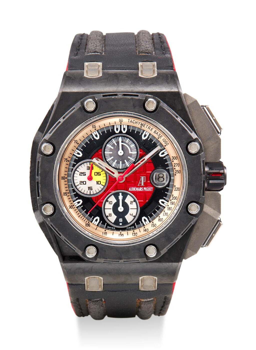 View full screen - View 1 of Lot 8129. AUDEMARS PIGUET | ROYAL OAK OFFSHORE GRAND PRIX, REFERENCE 26290IO.OO.A001VE.01, A LIMITED EDITION CERAMIC, FORGED CARBON AND TITANIUM CHRONOGRAPH WRISTWATCH WITH DATE, CIRCA 2010.