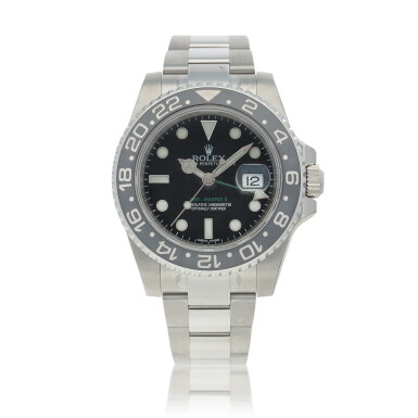 View full screen - View 1 of Lot 431. ‘Sea King’GMT-Master II, ref. 116710LN Limited Edition Military Stainless steel dual time wristwatch with date and bracelet Circa 2014.