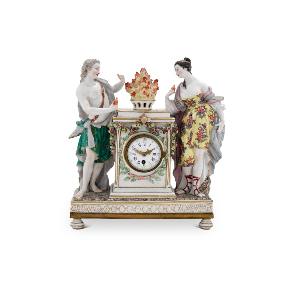 View full screen - View 1 of Lot 247. A Samson porcelain mantel timepiece in the manner of 18th century Meissen, French, circa 1880.