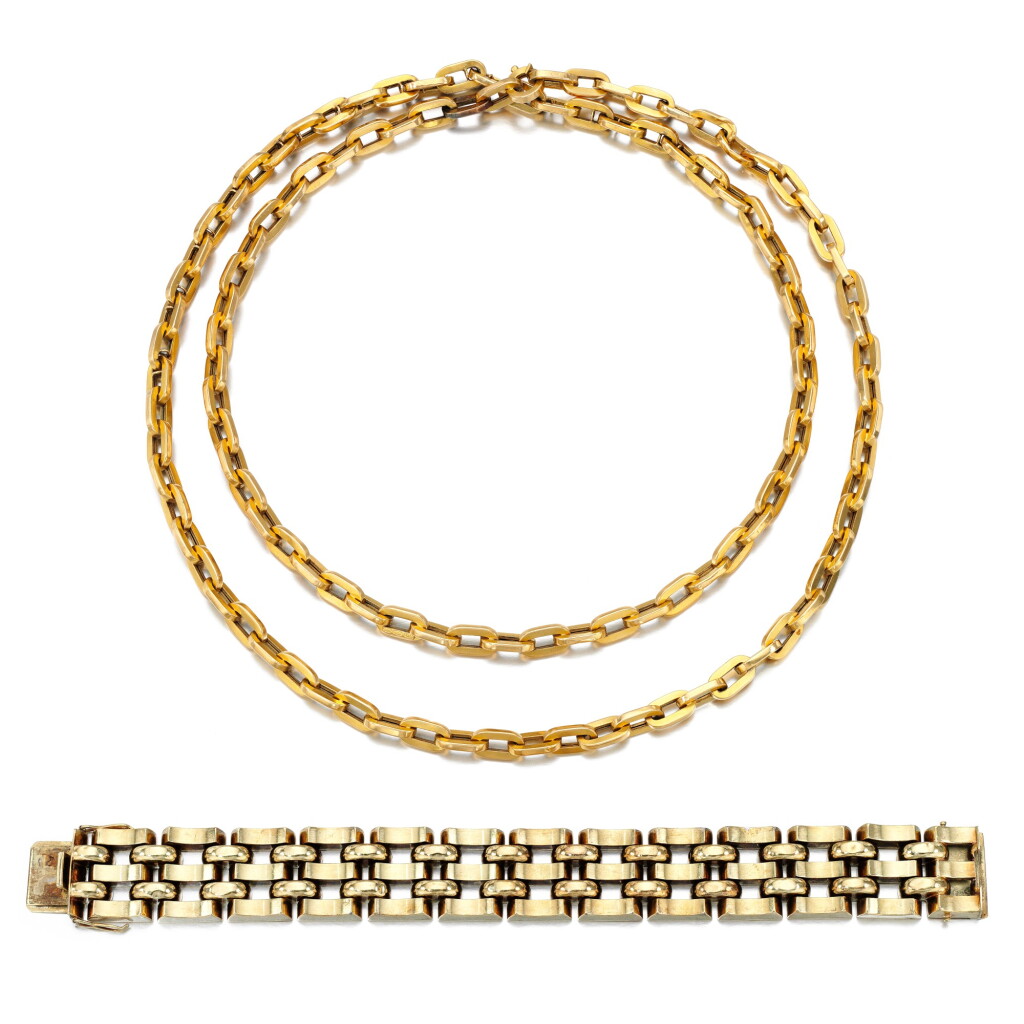 View full screen - View 1 of Lot 140. Bracelet and necklace, mid 20th century.
